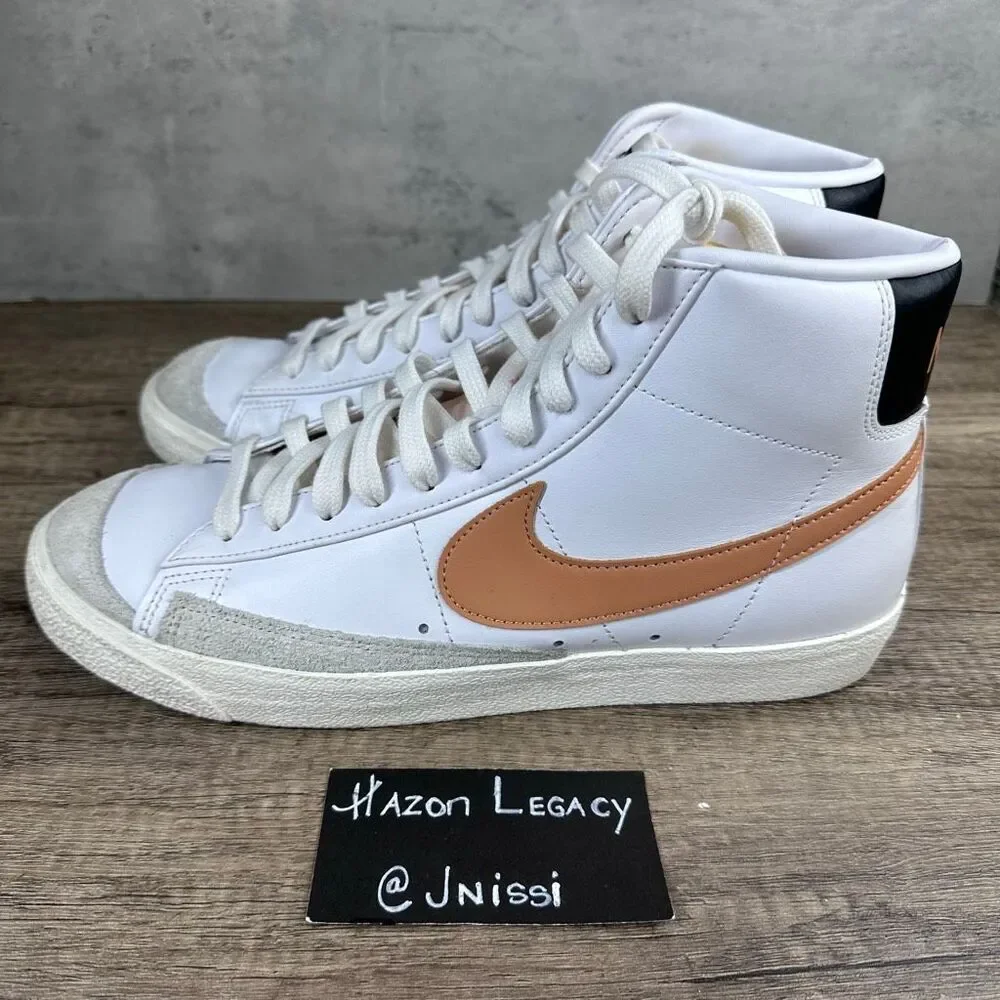 Nike~Men’s~Blazer Mid '77 Vintage Shoes “White/Amber Brown”‎ ~Size 10.5